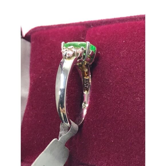 Sterling Silver Green Ice Pink CZ Ring (Size 8), 18”Necklace, Earrings Set - Picture 6 of 16